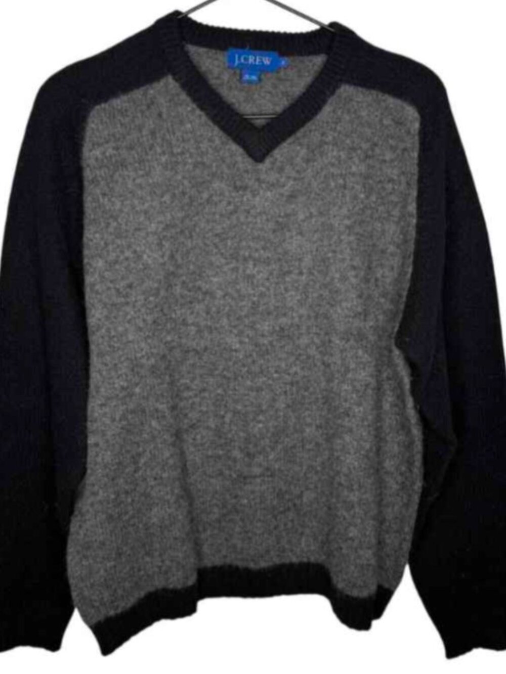 J Crew Vintage Two Tone 100 % Wool Grey Black Sweater Men's Size Medium